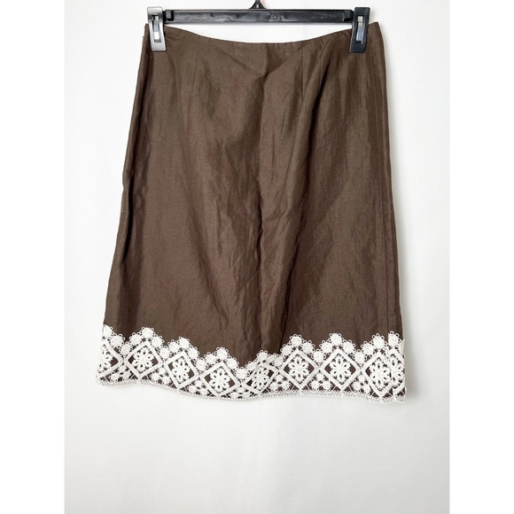 Ann Taylor Loft Women's Brown Embroidered Pencil Skirt - Picture 2 of 4